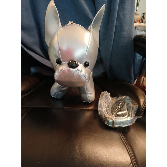 CUTEST Silver Frenchie French Bulldog Dog Bag Shoulder Crossbody Collar - Picture 3 of 10
